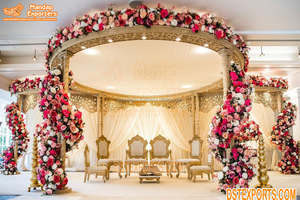 Impresionante Mandap de Madera para Bodas Gujarati, Decoración de Mandap de Madera para Bodas Gujarati, Mandap con Aspecto de Madera para Bodas en Interiores en el Reino Unido - Product Image 2
