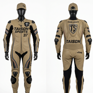 Traje de Longboarding de Descenso de Piel de Vacuno Premium 900 GSM, Diseño de Paneles en Negro y Marrón, Logotipo Personalizado con Impresión en Relieve - Product Image 1
