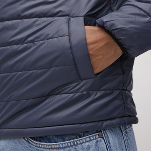 Men's Hooded Puffer <b>Jacket</b> Winter <b>Lightweight</b> Warm Casual Zipper Closure Solid Color Polyester Outerwear - Product Image 4