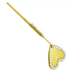 Espejo de Inspección de Pestañas con Agarre de Diamante en Forma de Corazón, Color Plasma Dorado y Piedra Blanca, Herramienta de Belleza - Product Image 6