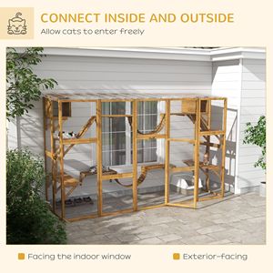Yellow Catio <b>Cat</b> Window <b>Box</b> with Shelves Outdoor Enclosure for Multiple <b>Cats</b> Pet Cage - Product Image 4