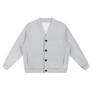<b>Men's</b> <b>Grey</b> V Neck Single Breasted <b>Cardigan</b> Sweater Long Sleeve 100% Cotton Knitted Autumn Tops - Product Image 1