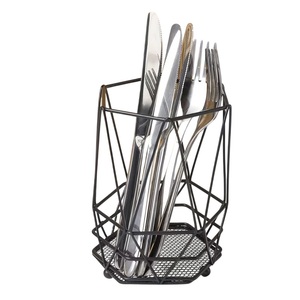 Porte-couverts élégant blanc et doré pour table de cuisine, support à ustensiles en acier inoxydable, parfait pour cuillères, fourchettes et couteaux - Product Image 2