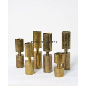 High Gold Plated <b>Brass</b> <b>Candlestick</b> Holder Set of 2 Hammered Texture Antique Finish Home Decoration Wall Mount Durable From India - Product Image 5