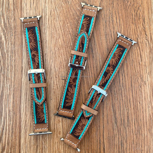 Hand Tooled Leather Strap Manufacturer Replacement Cow Leather <b>Watch</b> Bands Handmade Quick Release Genuine Leather <b>Watch</b> Straps - Product Image 2