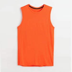 เสื้อกล้ามออกกำลังกายผู้ชายสีส้มดำแบบกำหนดเอง น้ำหนักเบา ระบายอากาศได้ดี สำหรับฟิตเนสและยิม บริการ OEM - Product Image 1