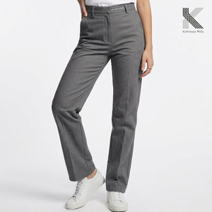 Pantalones Casuales de Algodón para Mujer, Corte Recto, Frente Plano, Tela Twill, Ecológicos, para Oficina, OEM ODM - Product Image 1
