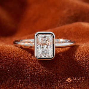 Luxury <b>Emerald</b> Cut Diamond Engagement <b>Ring</b> with Bezel Setting Minimalist Solitaire Design – 925 Sterling <b>Silver</b> Fine Jewelry - Product Image 1