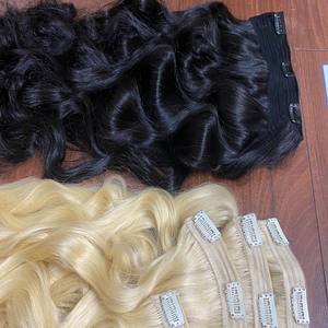 Vente en gros Clip de cheveux humains Super Double Drawn Straight Blonde Hair Bundle 100% cheveux vierges non traités Meilleur vendeur - Product Image 1