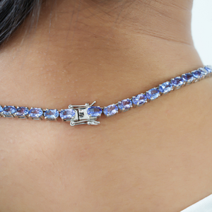 Bracelet tennis en argent sterling 925, design original, serti de tanzanite naturelle ovale, fait main, pour femme, bijoux fins - Product Image 4