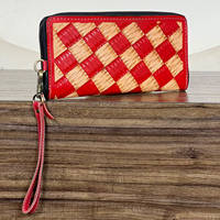 Nouvel Arrivage – Pochette de Luxe en Cuir Véritable à Motif Damier, Fermeture Éclair, Portefeuille de Poignet, Porte-Cartes de Crédit ATM – Vente Flash
