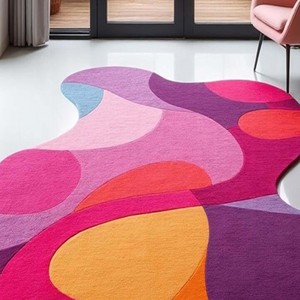 Alfombra Moderna Abstracta Hecha a Mano, Alfombra de Lujo Colorida con Forma Irregular Personalizada, Alfombra de Diseño para Sala de Estar y Dormitorio - Product Image 3