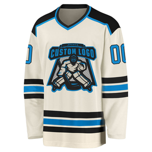 Maillot de hockey sur glace personnalisé pour homme, col en V, manches longues, respirant, polyester, coupe régulière adulte, impression du logo sur le devant - Product Image 2