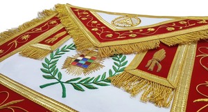 Delantal de Alto Sacerdote del Capítulo del Arco Real, Rojo con Corona Dorada, Delantal de Regalia de la Francmasonería, Hecho a Medida Según Sus Deseos - Product Image 4