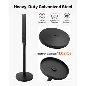 Confezione da 2 Supporti per Insegne in Metallo Resistenti, Alti 1,2 m, con Base in Ghisa Portatile e Design Multi-Foro, Facile Installazione per Insegne da Giardino e Prato - Product Image 3
