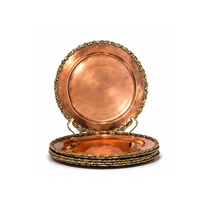 Round Gold Charger Plate Handmade Metal Polished Glam Design Party Use - Product Image 4