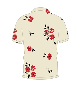 Polo Beige con Estampado Floral Rojo, Diseño Floral Completo, Transpirable, Casual de Verano, Polo Sublimado - Product Image 2