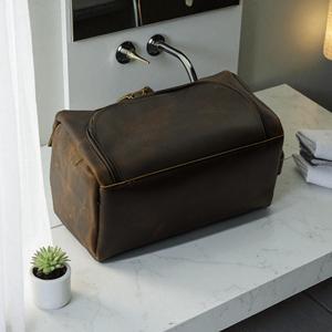 Genuine Leather Toiletry Bag <b>Mens</b> Dopp Kit Travel Wash Bag Shaving Kit <b>Pouch</b> Waterproof Interior Custom Logo TYG-0208 - Product Image 6