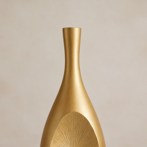 Florero de Metal Dorado con Diseño de Rayos de Sol, Elegante Florero Ovalado Hecho a Mano, Decoración Moderna para el Hogar, Centro de Mesa, Unidad Individual - Product Image 3