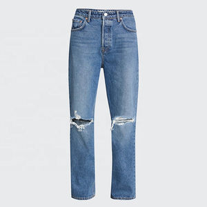 Jeans en denim de haute qualité, respirants, lavables, pour femmes, coupe boyfriend, jambe large, longueur intégrale, polyester/coton - Product Image 4