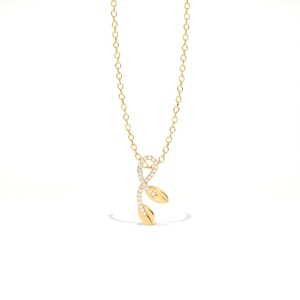 Pendentif Feuille d'Olivier Aarinya Botanical Infinity Vine avec Diamant de Laboratoire, Or Rose 9K, Pavé Moderne, Cadeau de Mariage, Fête - Product Image 3