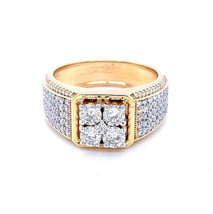 Men's Iced Chunky Bling Engagement Wedding Luxury Hip Hop <b>Statement</b> <b>Ring</b> Handmade Custom Rhodium Plated 925 Sterling <b>Silver</b> - Product Image 1