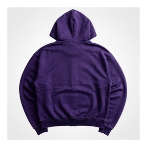 Heavyweight Purple <b>Zip</b> <b>Up</b> Hoodie Oversized Drop Shoulder Cotton Sweatshirt Full <b>Zip</b> Pocket Casual Winter Outerwear <b>Fleece</b> Top - Product Image 2