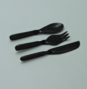 Ensemble d'ustensiles Black Horn 3 pièces (cuillère, fourchette, couteau) légers, lavage à la main uniquement - Product Image 1