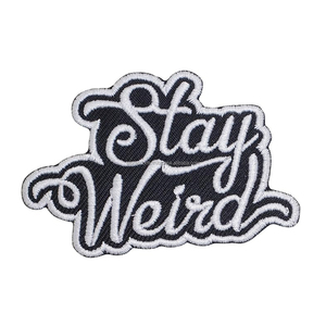 Parches Termoadhesivos Bordados de Flores y Corazones 'Stay Weird' para Jeans, Sombreros y Bolsos - Tela de PVC de Color Personalizado - Product Image 1