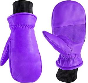 Mitaines en cuir uni pour hommes personnalisables pour l'hiver, temps froid, extérieur, couleur personnalisable - Product Image 4