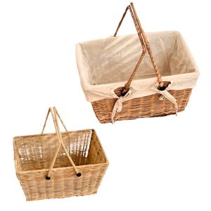 Panier de rangement en rotin écologique, panier décoratif en rotin avec cadre, doublure en coton, poignées pour la décoration du salon - Product Image 1