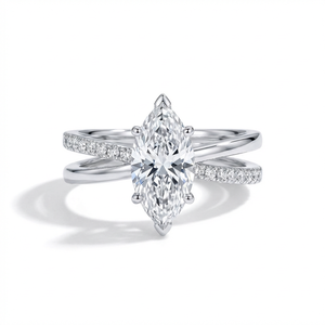 Unisex 14K Solid <b>Gold</b> Lab Grown Marquise Diamond <b>Cocktail</b> <b>Ring</b> Engagement <b>Ring</b> 14K <b>Gold</b> Plated Luxury Style - Product Image 2