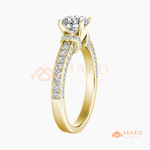 Anillo de compromiso de oro con moissanita de corte redondo y pavé para mujer, joyería de aniversario nupcial, regalo de moda de EE. UU. - Product Image 6