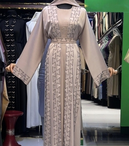 Wholesale Modest Dubai Beaded Sequined <b>Long</b> Sleeve Abaya Muslim Traditional Handmade Wedding Women Breathable V Neck - Product Image 2