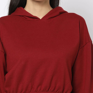 Sudadera Corta con Capucha para Mujer, Informal, de Manga Larga, Tejida, Transpirable, Impermeable, de Poliéster/Algodón, para Deporte y Uso Diario - Product Image 3