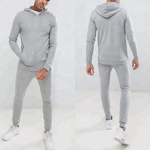 Factory Direct Wholesale Men's Homme Plain Fleece Hooded Track Suit WIth Full Zip Survetement Blank Zipper Sweat Suit - Product Image 5