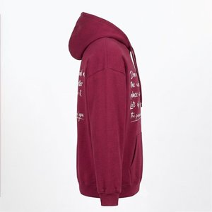 เสื้อฮู้ดดี้สีแดงเบอร์กันดีสำหรับผู้หญิง พิมพ์ลายข้อความรัก สั่งทำโลโก้ได้ตามต้องการ ผ้าฝ้ายถัก 100% สวมใส่สบายๆ สำหรับฤดูใบไม้ร่วง มีกระเป๋าหน้า - Product Image 4
