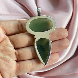 Collar con colgante de piedras preciosas serpentinas, cadena de plata de ley 925 hecha a mano, joyería de lujo, regalo elegante para mujeres - Product Image 4