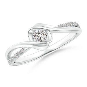 Anillo de compromiso con diamante cultivado en laboratorio, diseño en espiral, con detalles pavé en oro de 10K/14K/18K y plata 925/935, ideal para regalo de aniversario. - Product Image 4