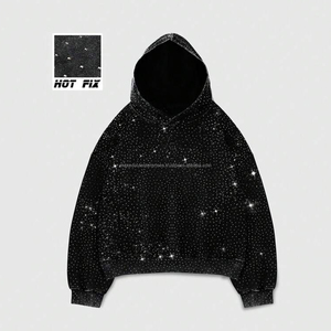 เสื้อฮู้ดประดับคริสตัลแบบติดร้อน สไตล์โอเวอร์ไซส์ วิบวับ หรูหรา แฟชั่น Y2K สตรีทแวร์ ฮิปฮอป แบบสั่งทำพิเศษ ประดับกลิตเตอร์ - Product Image 3