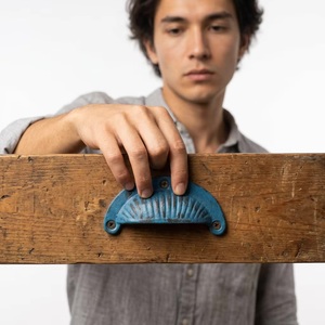 Blue Distressed <b>Ceramic</b> Cabinet Handle Oval Industrial Kitchen <b>Drawer</b> Pull Durable Furniture Hardware Eco-Friendly Easy - Product Image 3