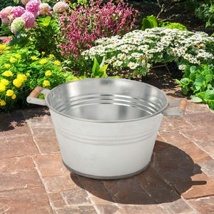 กระถางต้นไม้โลหะชุบสังกะสีทรงกลมทันสมัยตกแต่งอย่างหรูหราสำหรับบ้านสำนักงานหรือสวนโครงสร้างทนทานเป็นพิเศษ - Product Image 4