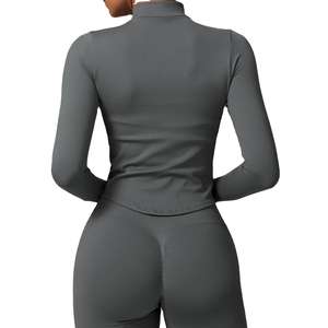 Women Yoga <b>Jacket</b> Long Sleeve Stretch Breathable Quick Dry Running <b>Workout</b> Top Slim Fit Yoga Shirts - Product Image 2