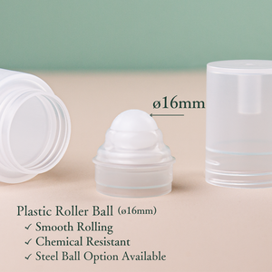 ขวดโรลออนพลาสติกแบบสองชั้น ขนาด 15 มล. 30 มล. ผิวด้าน โปร่งแสง หัวลูกกลิ้งขนาด 16 มม. - Product Image 4