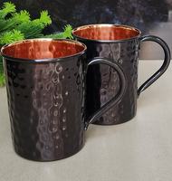 Mug Moscow Mule classique en cuivre massif fait main (16 oz) – Finition martelée antique, résistant à la chaleur, écologique, recyclable, anti-fuite
