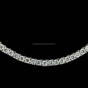 Venta al por mayor de joyería fina VVS collar de cadena de tenis moissanita de 3 MM con diamantes redondos de corte brillante para fiestas y compromisos - Product Image 2