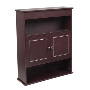 Mobiletto da Bagno a Due Ante in Legno Massello, Armadietto a Muro con Organizer per Medicinali, Vanità da Bagno - Product Image 4