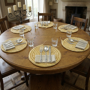 Salvamanteles Redondo Hecho a Mano con Hojas de Maíz Ecológico |   Mantel de Mesa Tejido Resistente al Calor, Diseño Clásico, Duradero, para Decoración de Paredes de Comedor - Product Image 3