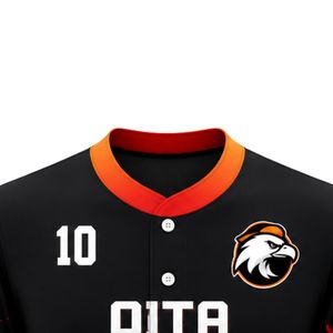 Black & Orange <b>Flame</b> Baseball Jersey – Custom Button Front Team Baseball <b>Shirt</b> Performance Sports Apparel - Product Image 2