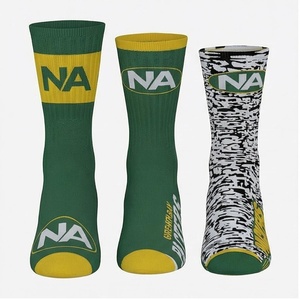 NA Crew <b>Socks</b> Green Yellow Basketball <b>Breathable</b> Spandex Polyester Adult Summer Sport <b>Socks</b> - Product Image 1
